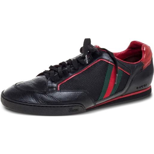 Gucci Pre-Owned - sneakers con nastro web - uomo - rete (mesh)/pelle/gomma/pelle - 45 - nero