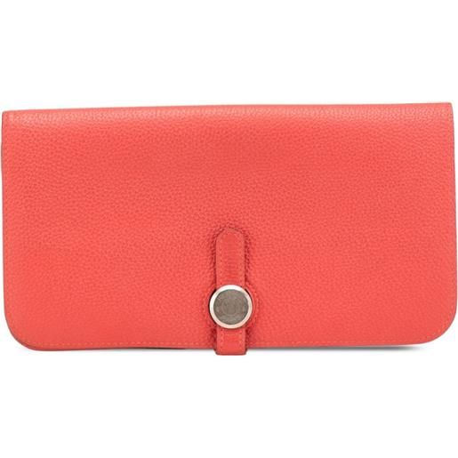 Hermès Pre-Owned - portafoglio dogon in pelle clemence 2015 - donna - pelle di vitello - taglia unica - rosso