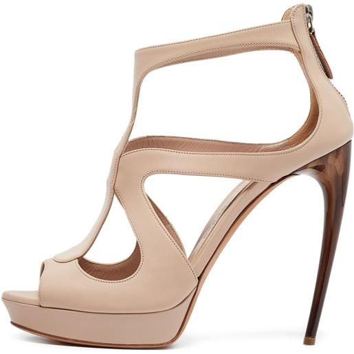 Alexander McQueen Pre-Owned - sandali con cut-out 120mm - donna - pelle/pelle/pelle - 41 - toni neutri