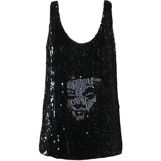 Alexander McQueen Pre-Owned - top con paillettes - donna - paillettes/seta - m - nero