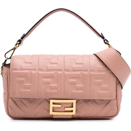 Fendi Pre-Owned - borsa a tracolla baguette mini in pelle goffrata con motivo zucca 2000-2010 - donna - pelle di vitello - taglia unica - rosa