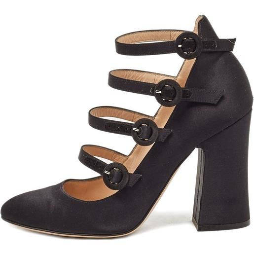 Gianvito Rossi - pumps con fibbia pre-owned 100mm - donna - pelle di vitello/pelle di vitello/raso - 38 - nero