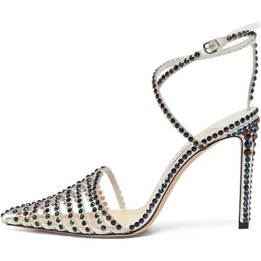 Jimmy Choo Pre-Owned - pumps con strass 100mm - donna - pvc/pelle/pelle - 37.5 - bianco