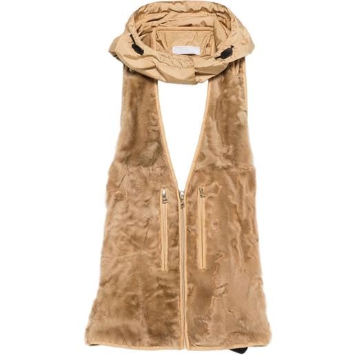 Prada Pre-Owned - gilet con cappuccio anni '90 - donna - shearling/nylon - 42 - marrone