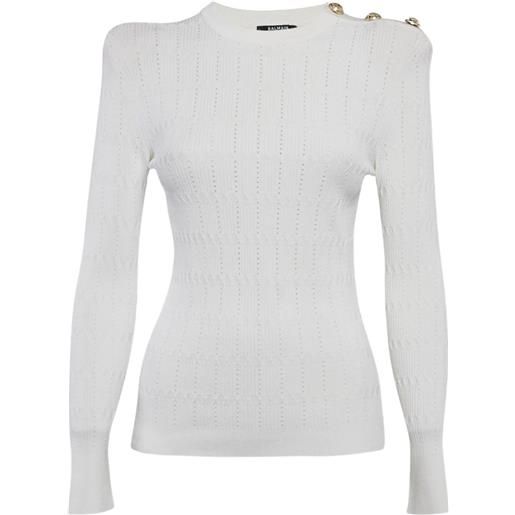 Balmain Pre-Owned - top in maglia a coste - donna - cotone - s - bianco