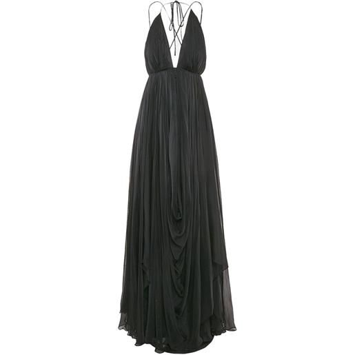 GAURI & NAINIKA - abito lungo con drappeggio - donna - tessuto - m - nero