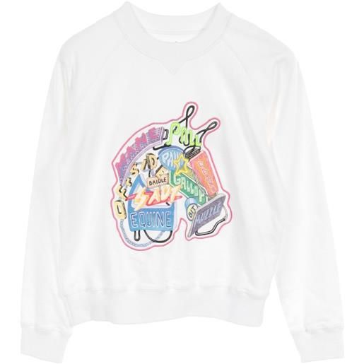 Hermès Pre-Owned - felpa con ricamo chevaloscope anni 2010 - donna - cotone - 34 - bianco