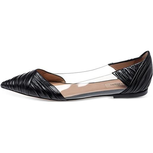 Valentino Garavani Pre-Owned - ballerine in pelle - donna - pelle/pvc/pelle/pelle - 40.5 - nero