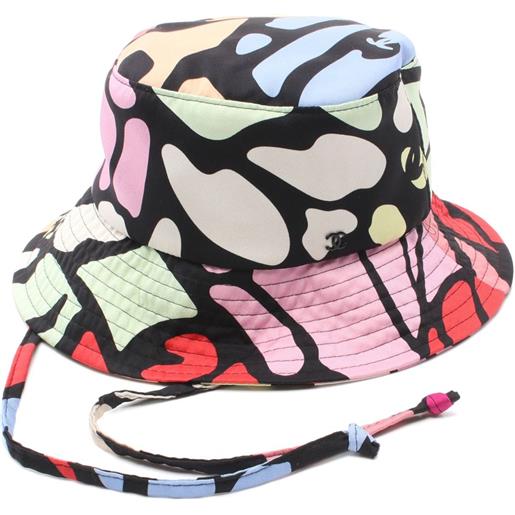 CHANEL Pre-Owned - cappello bucket con stampa 1986-1988 - donna - seta/metallo/cotone - taglia unica - nero