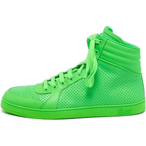 Gucci Pre-Owned - sneakers coda in pelle - uomo - gomma/pelle/pelle - 42.5 - verde