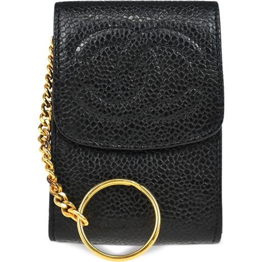 CHANEL Pre-Owned - portachiavi con logo goffrato 1995 - unisex - pelle caviar - taglia unica - nero