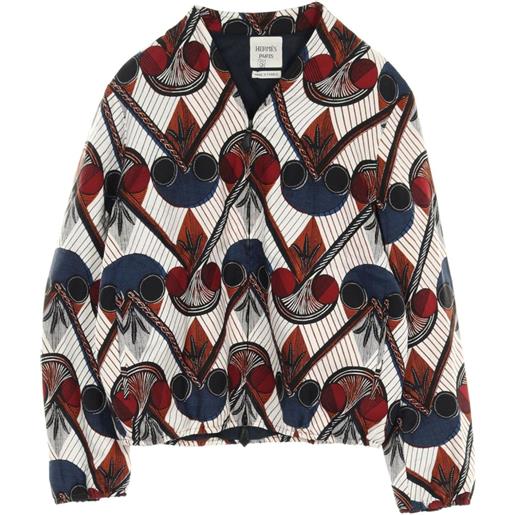 Hermès Pre-Owned - giacca con stampa anni 2010 - donna - seta - 34 - bianco