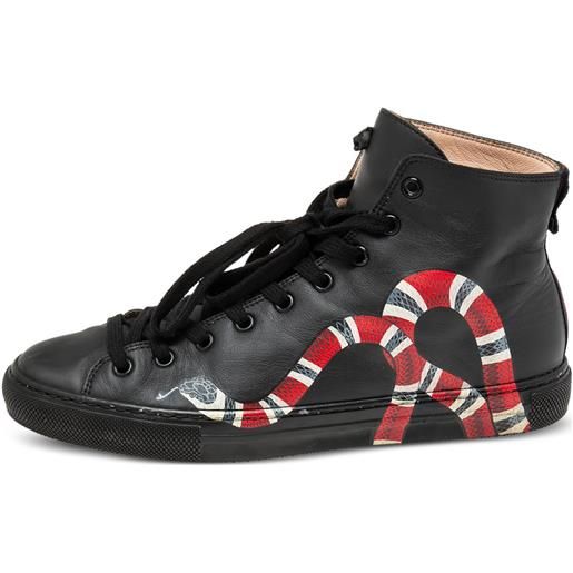 Gucci Pre-Owned - sneakers con stampa kingsnake - uomo - pelle di vitello/pelle di vitello/gomma - 39 - nero