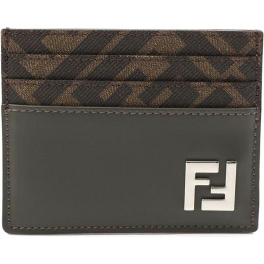 Fendi Pre-Owned - portacarte ff in tela anni 2020 - uomo - pelle di vitello/pvc - taglia unica - verde