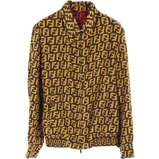 Fendi Pre-Owned - giacca con stampa ff anni 2000 - uomo - seta/viscosa - 48 - giallo