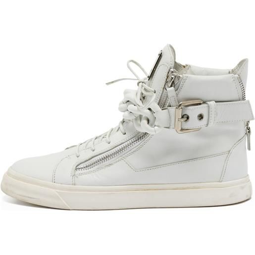 Giuseppe Zanotti Vintage - sneakers alte con zip - uomo - pelle/pelle/gomma - 44 - bianco