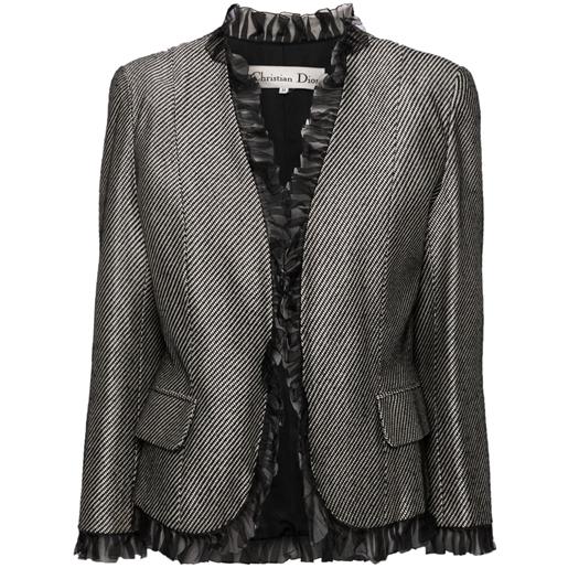 Christian Dior Pre-Owned - giacca in pizzo con motivo pied-de-poule - donna - seta/lana - taglia unica - nero