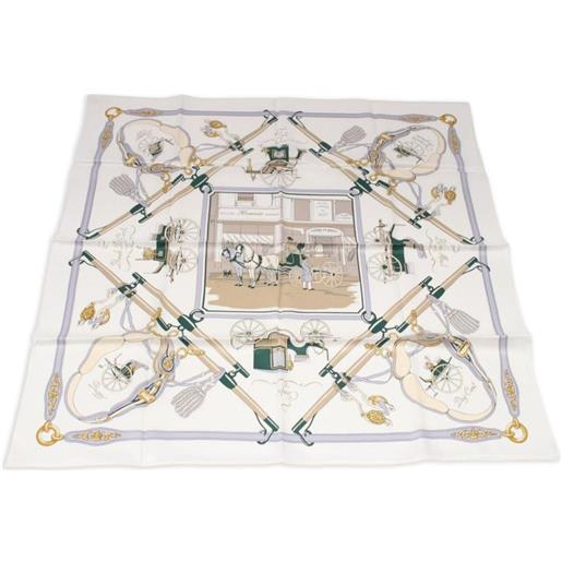Hermès Pre-Owned - foulard palonniers in seta anni 2020 - donna - seta - taglia unica - bianco