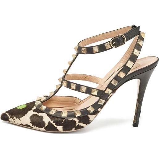 Valentino Garavani Pre-Owned - pumps rockstud 100mm - donna - pelle/cavallino/pelle/pelle - 37.5 - marrone