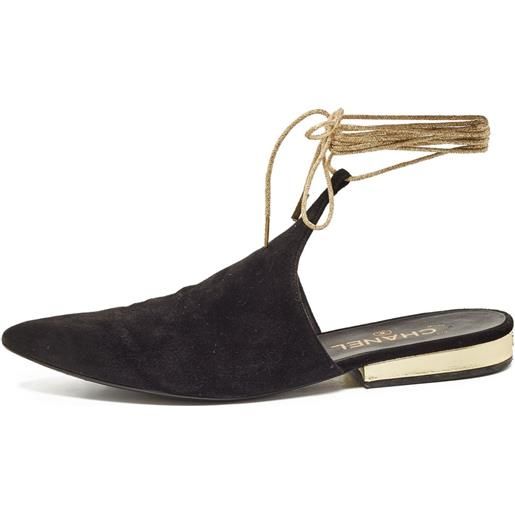 CHANEL Pre-Owned - ballerine a punta - donna - pelle/pelle scamosciata/pelle - 39 - nero