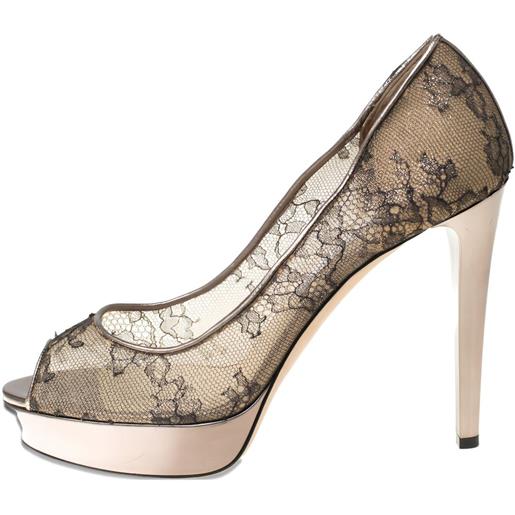 Jimmy Choo Pre-Owned - pumps dahlia 120mm - donna - tessuto/rete (mesh)/pelle - 40 - effetto metallizzato