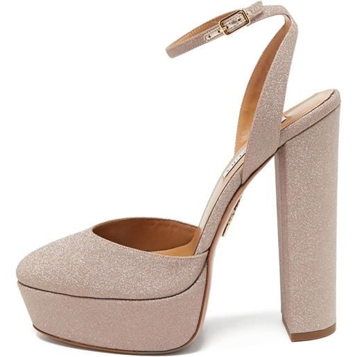 Aquazzura - pumps con paillettes pre-owned 150mm - donna - glitter/pelle/pelle - 39.5 - rosa