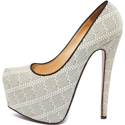 Christian Louboutin Pre-Owned - pumps platform daffodile 155mm - donna - rafia/pelle/pelle - 36.5 - bianco