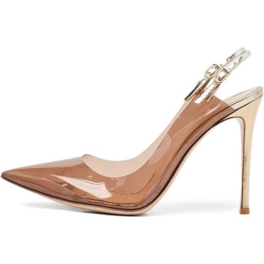 Gianvito Rossi - pumps in pelle 110mm - donna - pelle/pvc/pvc/pelle - 40.5 - marrone