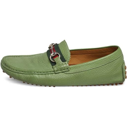 Gucci Pre-Owned - mocassini con morsetto - uomo - gomma/pelle/pelle/pelle - 40 - verde