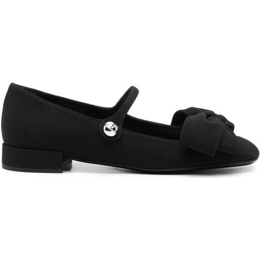 Valentino Garavani Pre-Owned - ballerine bowjane - donna - pelle di vitello/pelle di vitello/tessuto - 39 - nero