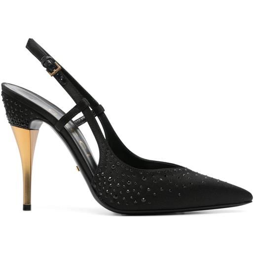 Gucci Pre-Owned - pumps con cinturino posteriore 115mm - donna - pelle di vitello/pelle di vitello/tessuto - 39 - nero