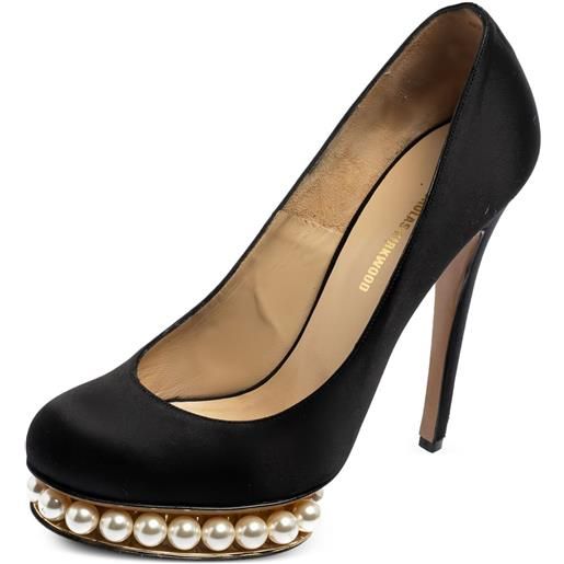 Nicholas Kirkwood - pumps con plateau - donna - raso/pelle di vitello/pelle di vitello - 38 - nero