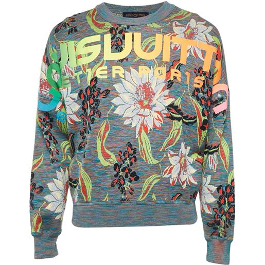 Louis Vuitton Pre-Owned - maglione a fiori - uomo - seta/cotone/cashmere - xs - grigio