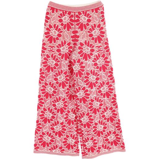 CHANEL Pre-Owned - pantaloni a gamba ampia flower 1986-1988 - donna - lana/cotone/poliammide/seta/elastam - 34 - rosso
