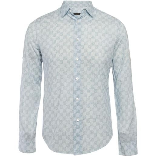 Louis Vuitton Pre-Owned - camicia con motivo geometrico - uomo - cotone - s - blu
