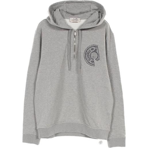 Hermès Pre-Owned - felpa con cappuccio anni 2010 - uomo - cotone - m - grigio