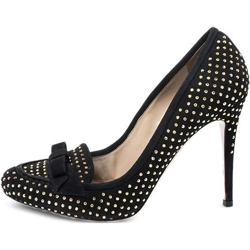 Valentino Garavani Pre-Owned - pumps con borchie 105mm 2023 - donna - pelle scamosciata/pelle - 39.5 - nero