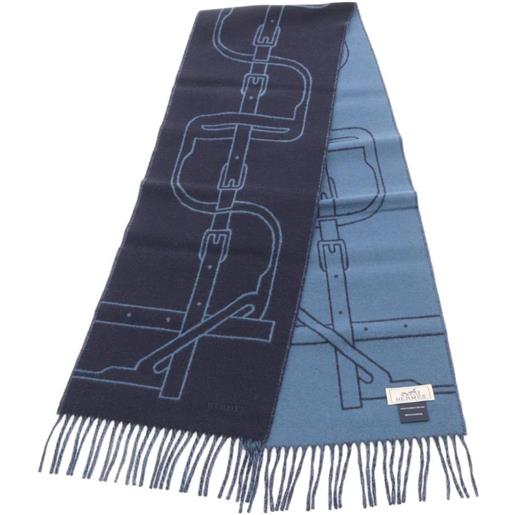 Hermès Pre-Owned - sciarpa mors a joeuts in cashmere anni 2010 - uomo - cashmere - taglia unica - blu