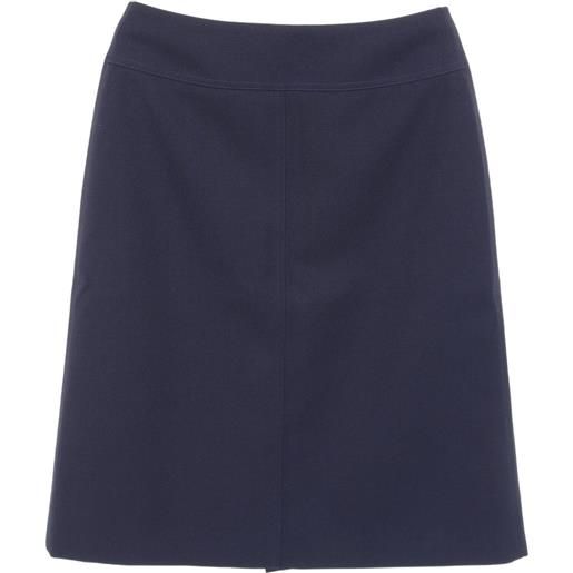 Hermès Pre-Owned - gonna con zip anni 2010 - donna - lana - 36 - blu