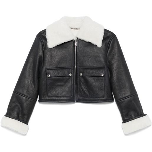 Dolce & Gabbana Pre-Owned - giacca in pelle - donna - shearling/pelle di agnello - 40 - nero