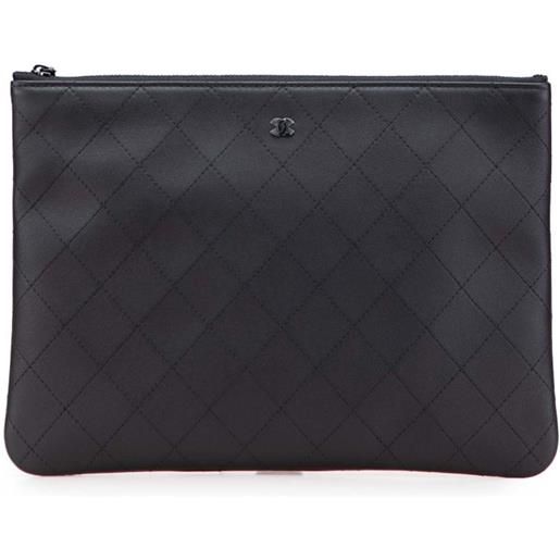 CHANEL Pre-Owned - trousse make up cc media in pelle di vitello con impunture 2021-2025 - donna - pelle di vitello - taglia unica - nero