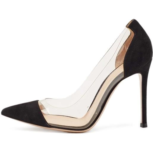 Gianvito Rossi - pumps plexi con inserto trasparente tacco a stiletto 100mm pre-owned - donna - pvc/pelle scamosciata/pelle/pelle - 35.5 - nero