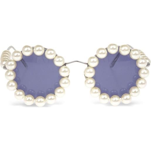 CHANEL Pre-Owned - occhiali da sole con perle 1990-2000 - donna - acrilico/metallo/perla artificiale - taglia unica - bianco