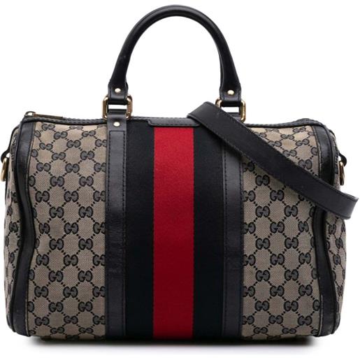 Gucci Pre-Owned - borsa a tracolla joy boston in tela gg con decorazione web 2016-2025 - donna - pelle di vitello/tela - taglia unica - marrone