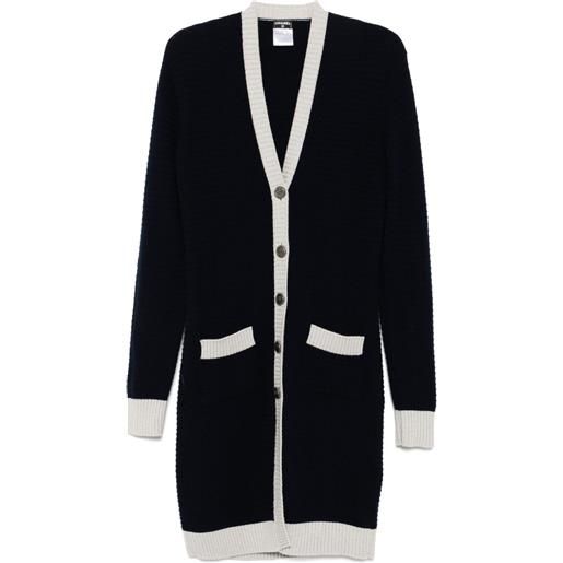 CHANEL Pre-Owned - cappotto con scollo a v 2008 - donna - cashmere - 38 - blu