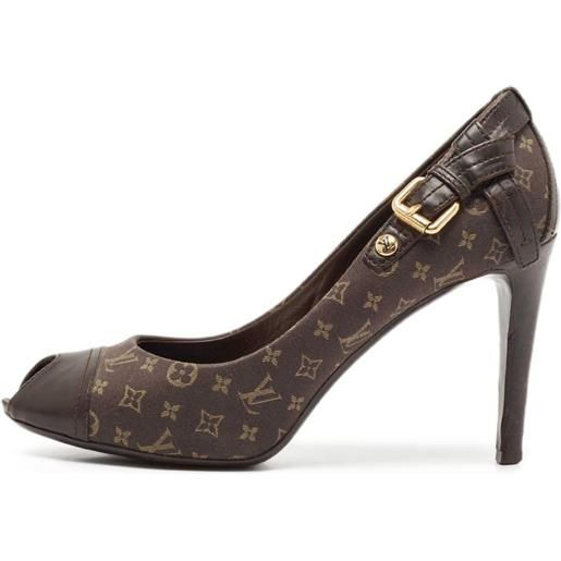 Louis Vuitton Pre-Owned - pumps con monogramma 100mm - donna - tela/pelle/pelle/pelle/gomma - 38.5 - marrone