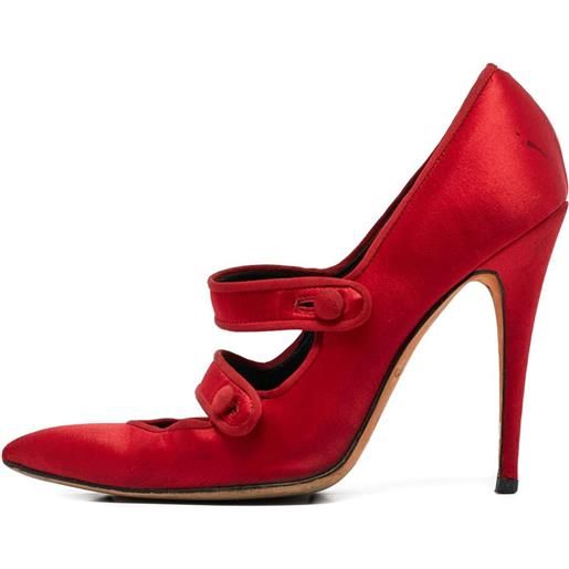 Manolo Blahnik - pumps in raso pre-owned 100mm - donna - pelle di vitello/poliestere/pelle di vitello - 37 - rosso