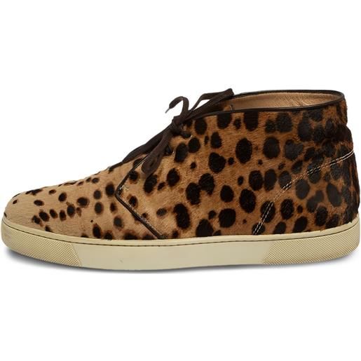 Christian Louboutin Pre-Owned - sneakers con stampa leopardata - uomo - pelle di vitello/cavallino/gomma - 43 - marrone