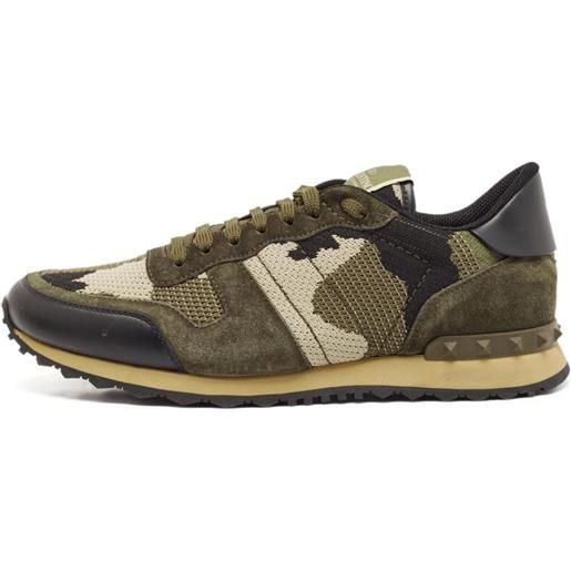 Valentino Garavani Pre-Owned - sneakers con stampa camouflage - uomo - tessuto/pelle/rete (mesh)/tessuto/pelle scamosciata/gomma - 43.5 - verde