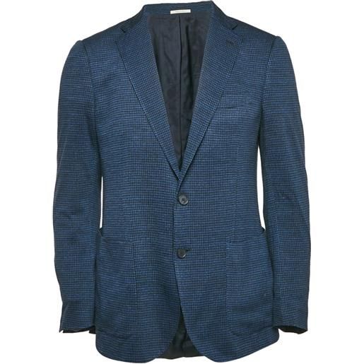 Boggi Milano - blazer con motivo spigato - uomo - lana/tessuto - m - blu